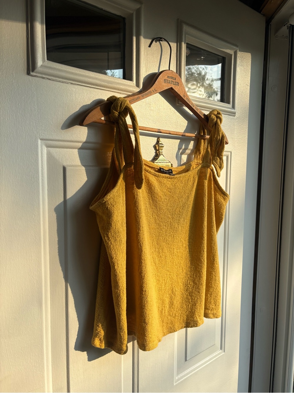 Express Mustard Yellow 100% Cotton Knit Scoop Neck Tie Strap Tank Top Women’s XL